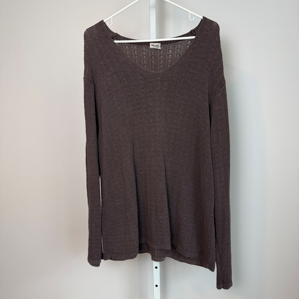 CP Shades Brown Knit V Neck Long Sleeve Sweater sz M Resort Costal